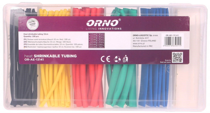 Набір трубок термоусаджувальних Orno Heat shrink tubes OR-AE-13141 multi color (5900378650515) - зображення 2