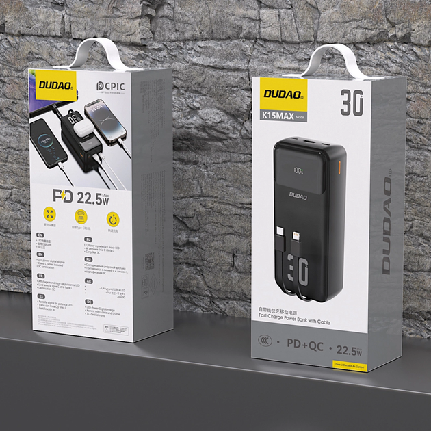 Powerbank Dudao K15Max 30000 mAh 22.5W Black (6976625333783) - obraz 7