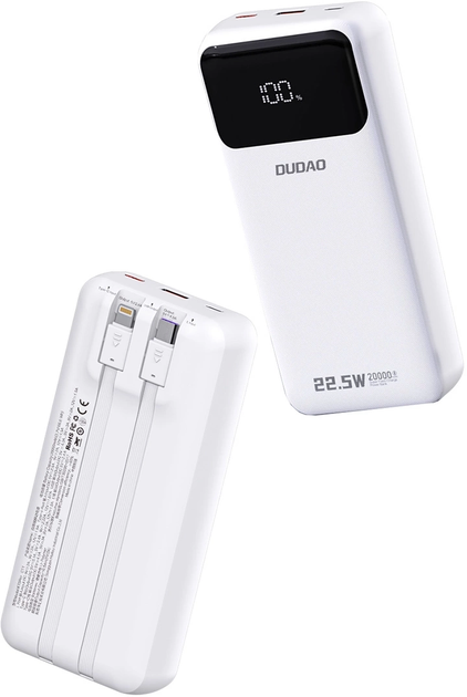 Powerbank Dudao K15 Pro USB-C / Lightning 20000 mAh White (6976625330430) - obraz 2