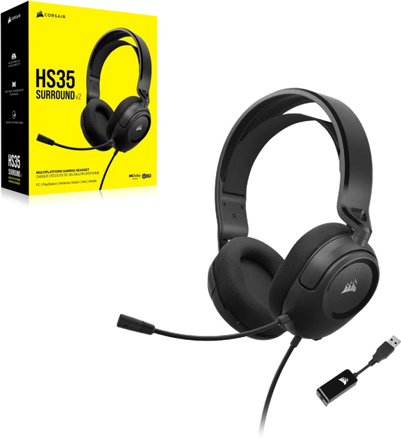 Навушники Corsair HS35 Surround v2 Multiplatform Gaming Carbon (CA-9011386-EU) - зображення 2