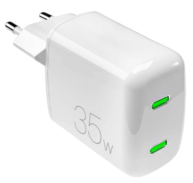 Мережевий зарядний пристрій Puro MiniPro 35W GaN 2 x USB-C White (8018417440892) - зображення 1