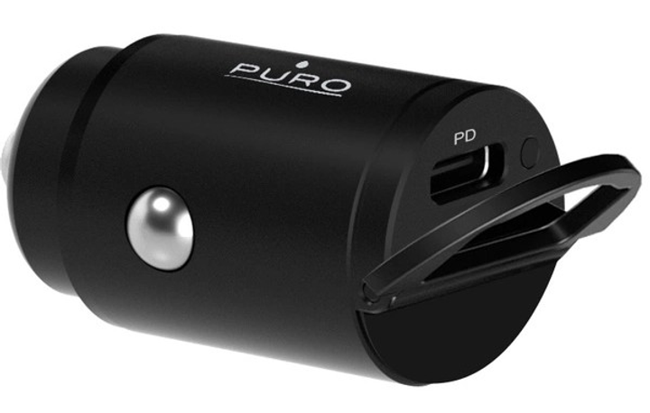 Автомобільний зарядний пристрій Puro Mini 20W Power Delivery USB-C Black (8018417440861) - зображення 1