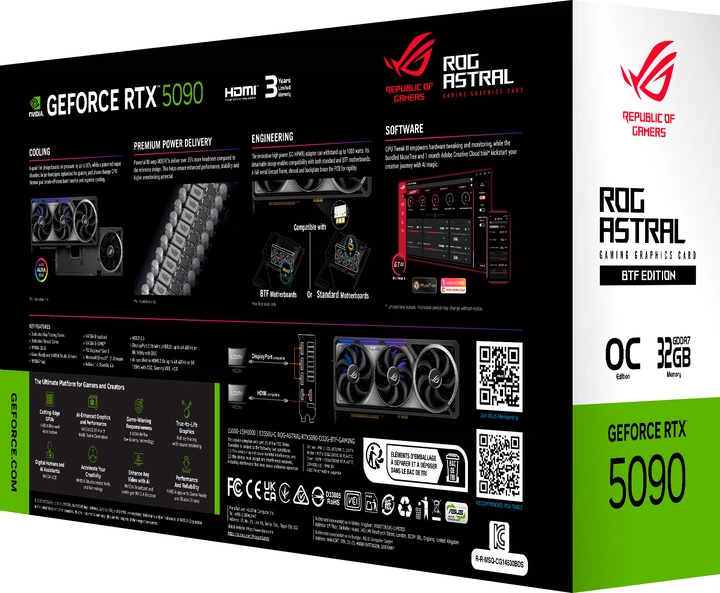 Видеокарта ASUS PCI-Ex GeForce RTX 5090 ROG Astral BTF OC Edition Видеокарта ASUS PCI-Ex GeForce RTX 5090 ROG Astral BTF OC Edition