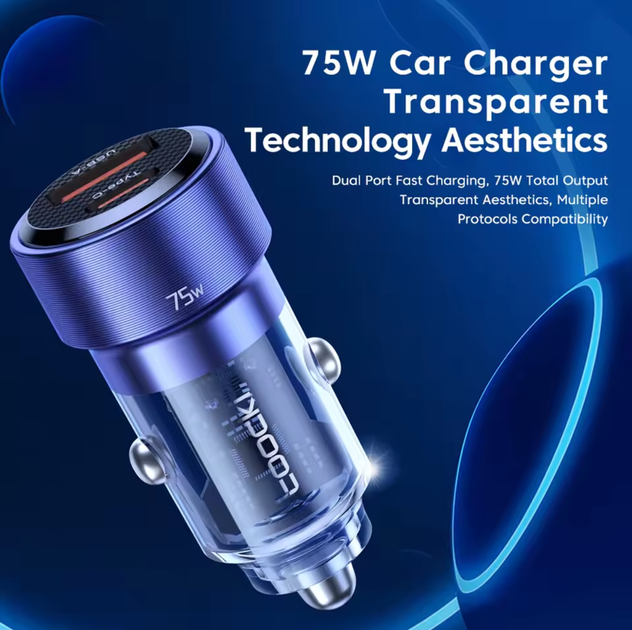 Автомобильное зарядное устройство Toocki USB/Type-C 60 W - изображение 2