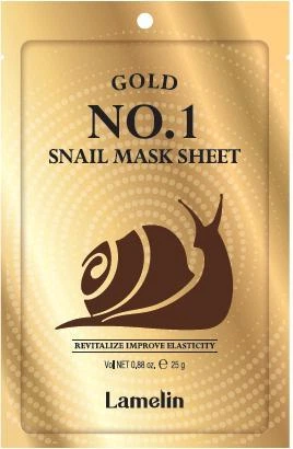 Маска тканинна для обличчя з муцином равлика Lamelin GOLD NO.1