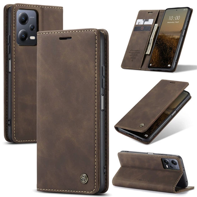Чехол-книжка CaseMe из нубука для Xiaomi Redmi Note 12 Pro+ Plus 5G Тёмно-коричневый - изображение 5