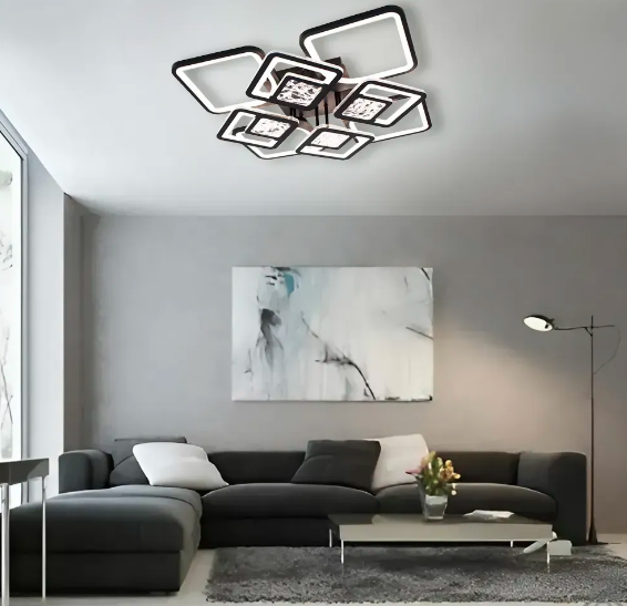 Управляемая светодиодная люстра Esllse с пультом TETRA TWIST ICE 8S 165W 595x595x110мм черная - изображение 6