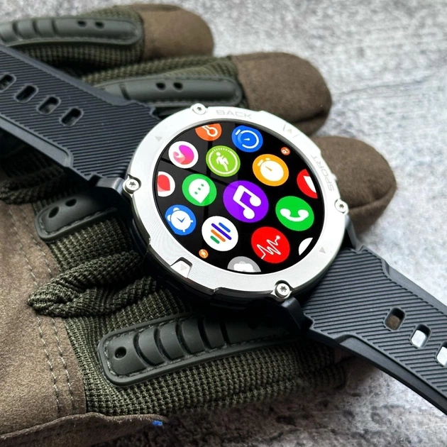 Мужские умные часы Modfit Sniper чёрные с серебристым - изображение 5