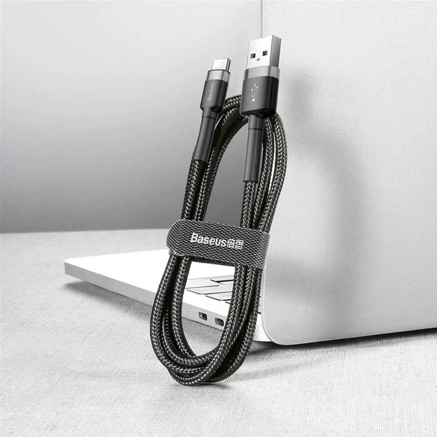 Кабель Baseus Cafule Cable USB for Type-C 2A 3 м Gray/Black (CATKLF-BG1) - Фото 7 Кабель Baseus Cafule Cable USB for Type-C 2A 3 м Gray/Black (CATKLF-BG1) - изображение 7