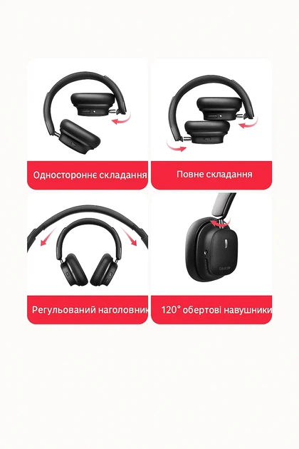 Беспроводные Bluetooth наушники Baseus Bowie 30 Max Noise-Cancellation Black - изображение 5