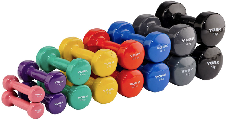Гантели для фитнеса виниловые круглые York Fitness 2х4кг серый - изображение 2