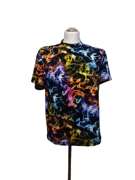 Футболка чоловіча трикотажна темно-синій принт Кольоровий дим 64 - зображення 2