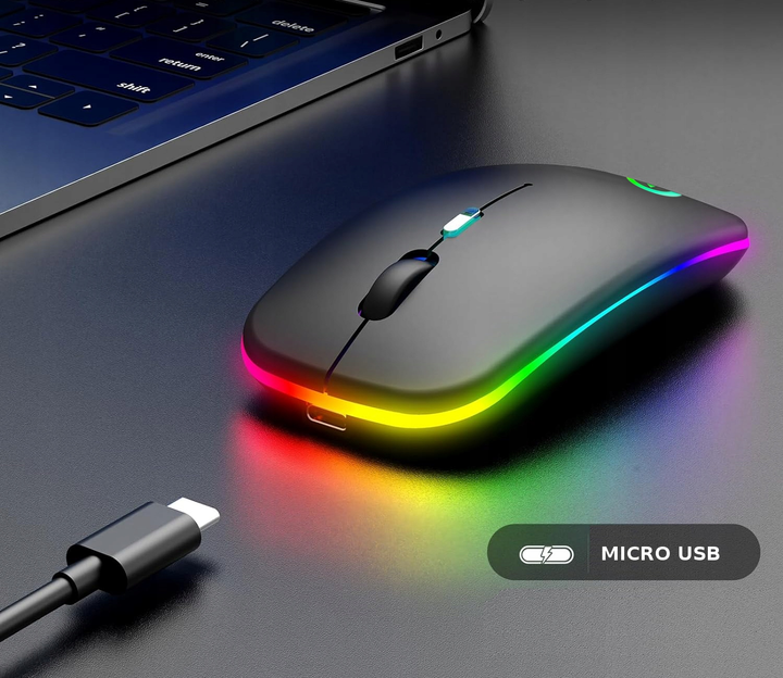 Мышь беспроводная SKY черная с RGB аккумулятор USB - Фото 3 Мышь беспроводная SKY черная с RGB аккумулятор USB - изображение 3