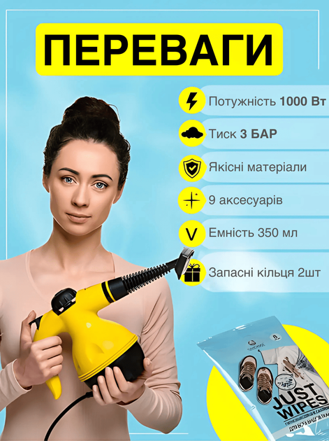 Универсальный ручной пароочиститель с функцией отпаривателя Clean GTM для уборки дома парогенератор для мебели для окон и автомобиля для уборки и дезинфекции - изображение 8