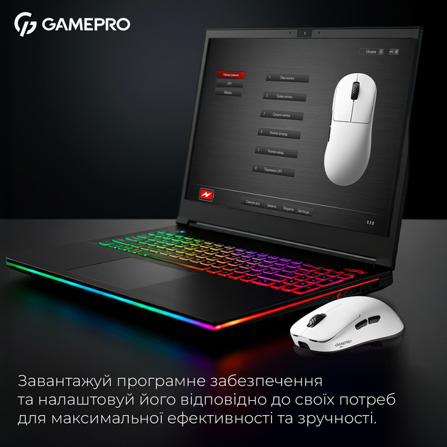 Мышь GamePro Asgard Loki Wireless/USB PixArt PAW3395 Sensor White (GM022W) - изображение 11