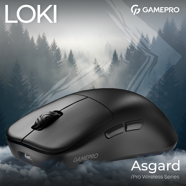 Миша GamePro Asgard Loki Wireless/USB PixArt PAW3395 Sensor Black (GM022B) - Фото 4 Миша GamePro Asgard Loki Wireless/USB PixArt PAW3395 Sensor Black (GM022B) - зображення 4