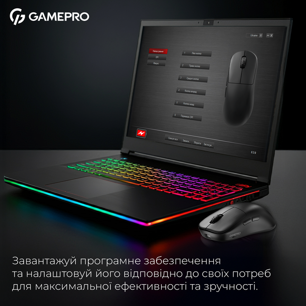 Миша GamePro Asgard Loki Wireless/USB PixArt PAW3395 Sensor Black (GM022B) - Фото 10 Миша GamePro Asgard Loki Wireless/USB PixArt PAW3395 Sensor Black (GM022B) - зображення 10