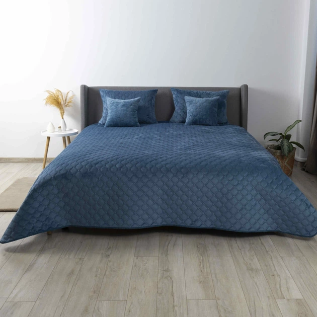 Покривало ТЕП "VELOUR" Cиній/Ромб круглий, 180x240 - Фото 2 Покривало ТЕП "VELOUR" Cиній/Ромб круглий, 180x240 - изображение 2