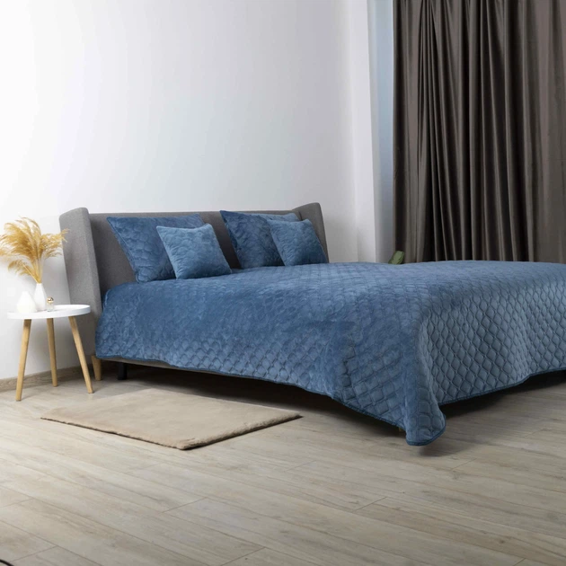 Покривало ТЕП "VELOUR" Cиній/Ромб круглий, 180x240 - Фото 4 Покривало ТЕП "VELOUR" Cиній/Ромб круглий, 180x240 - изображение 4