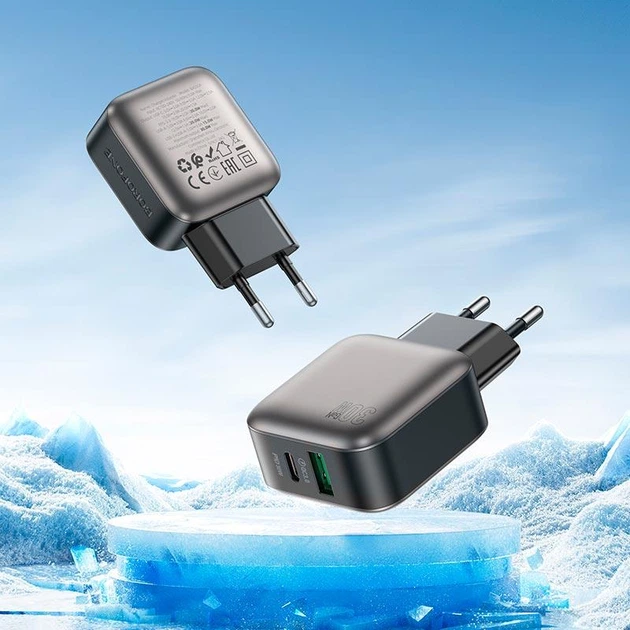 Сетевое зарядное устройство адаптер Borofone BAS55A Absolute charger set |1USB/1Type-C, 30W/3A, быстрая зарядка PD/QC, многоуровневая система защиты| с кабелем Type-C в Type-C |1 м, до 60 Вт| Черный - изображение 4