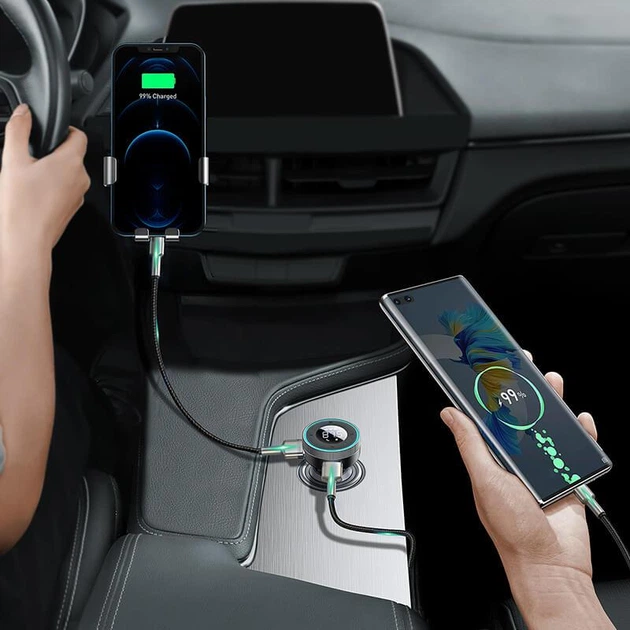 Автомобильный FM-трансмиттер модулятор и зарядный адаптер Baseus Energy Column Car Wireless MP3 Charger (CCLH-01) |Bluetooth 5.0, 2USB, AUX/TF, 3.4A, LED-дисплей, защита от перегрузки, универсальная совместимость| Черный - изображение 6