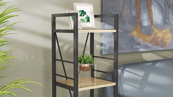 Етажерка 4/34 Ferrum-decor Серії Конект 120x34x28 чорний ДСП Дуб Сонома 16мм (FRD-104274) - Фото 3 Етажерка 4/34 Ferrum-decor Серії Конект 120x34x28 чорний ДСП Дуб Сонома 16мм (FRD-104274) - зображення 3