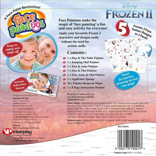 Набір для створення татуювань Disney на обличчі FROZEN 2 FAC-40158 (5026175192017) - зображення 6