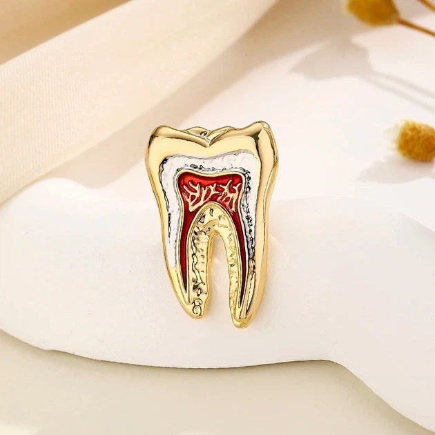 Брошь-значок BROCHE бижутерия Медицина Зуб анатомический золотистая BRGV115032 - изображение 2