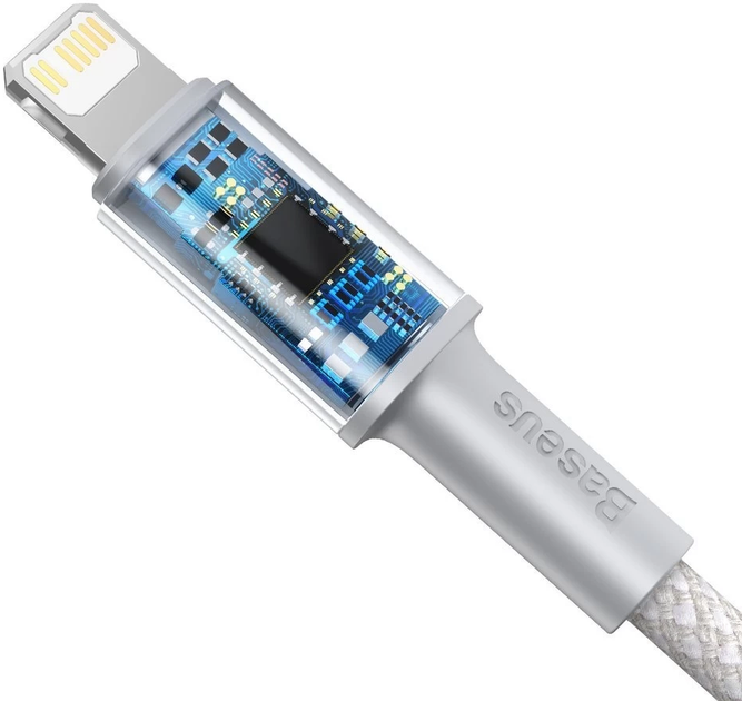 Kabel Baseus High Density Braided USB Type-C - Lightning 1 m White (CATLGD-02) - obraz 3