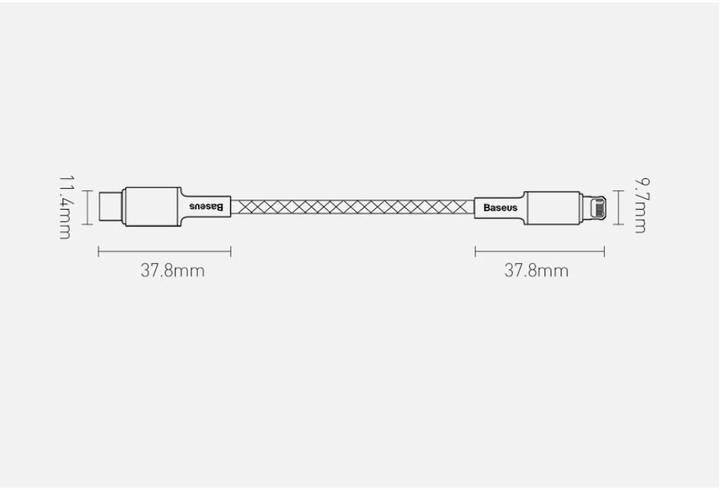 Kabel Baseus High Density Braided USB Type-C - Lightning 1 m White (CATLGD-02) - obraz 12
