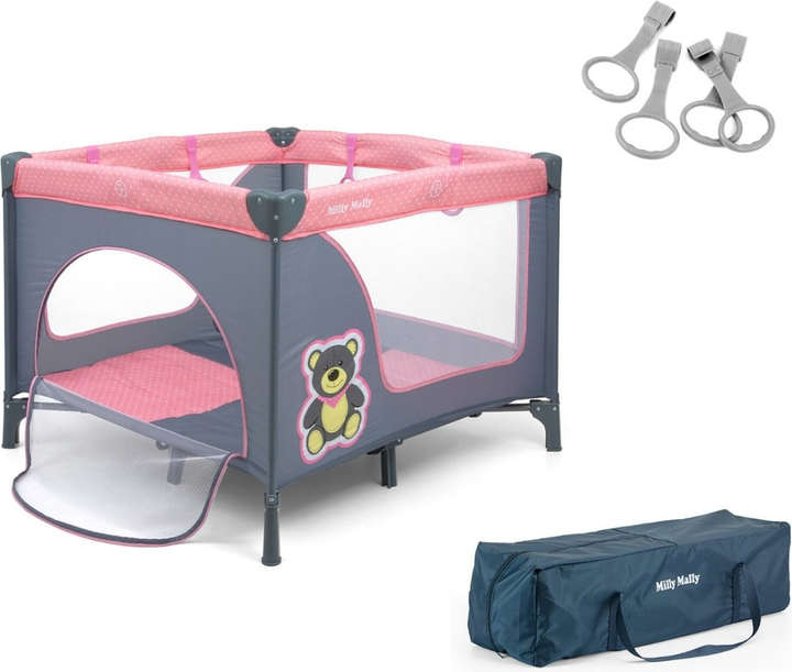 Kojec łóżeczko dziecięcy Milly Mally Fun Pink Bear (5901761126099) - obraz 2
