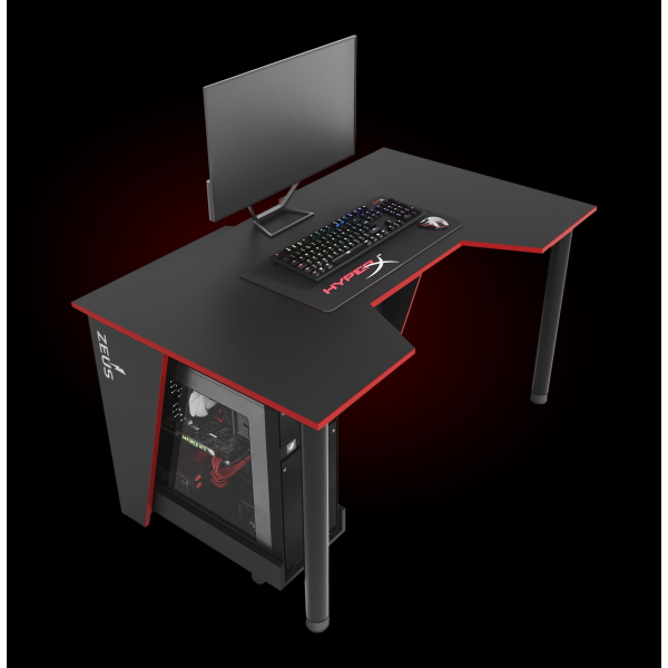 Геймерский игровой стол ZEUS™ GAMER-2 черный с красной кромкой - зображення 2