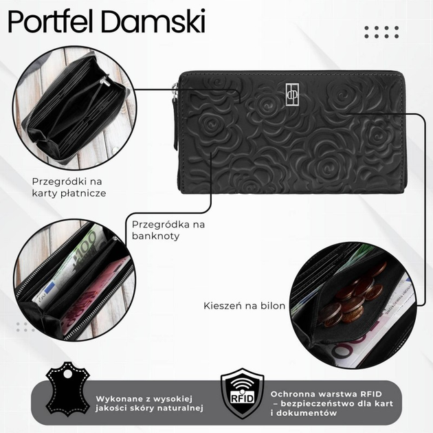 Portfel damski skórzany Paolo Peruzzi AL-13-BL Czarny (5905567214387) - obraz 10