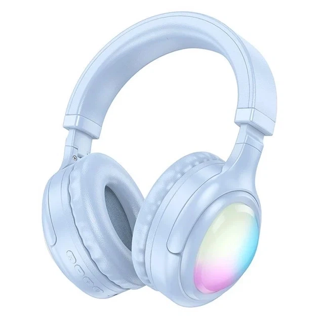 Наушники беспроводные Bluetooth c подсветкой HOCO Focus BT headphones W48 |BT5.3, AUX/BT/TF, 46h| blue - Фото 1 Наушники беспроводные Bluetooth c подсветкой HOCO Focus BT headphones W48 |BT5.3, AUX/BT/TF, 46h| blue - изображение 1