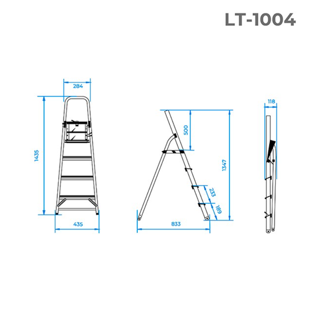 Стремянка Intertool 4 ступени 850 мм (LT-1004) алюминиевая - изображение 2