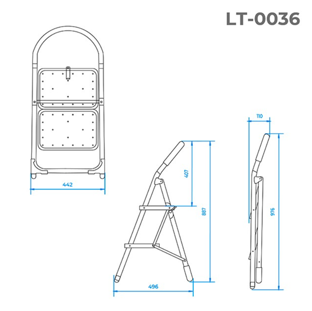 Драбина Intertool 890 мм x 2 ступені 350 x 220 мм (LT-0036) сталь - Фото 6 Драбина Intertool 890 мм x 2 ступені 350 x 220 мм (LT-0036) сталь - зображення 6