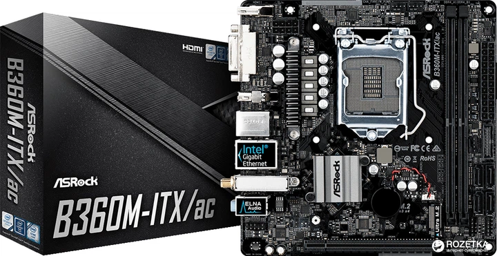 CPU ASRock B360M-ITX+Core i5 8400+DDR4 8gb Материнская плата ASRock B360M-ITX/ac (s1151, Intel B360, PCI-Ex16