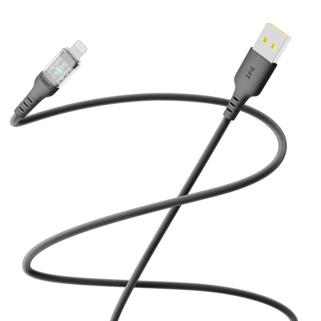 Кабель для зарядки и обмена данными USB YOKI YK-CY23 CYBER Series USB/Lightning 12W (2.4A/5V) 1.2m Черный - изображение 3