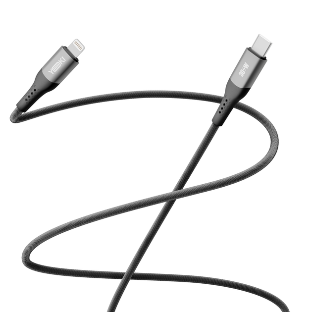 Кабель для зарядки и обмена данными USB YOKI YK-SO15 SOLID Series Type-C to Lightning 30W (3A/10V), 1.2 метра, Черный - Фото 6 Кабель для зарядки и обмена данными USB YOKI YK-SO15 SOLID Series Type-C to Lightning 30W (3A/10V), 1.2 метра, Черный - изображение 6