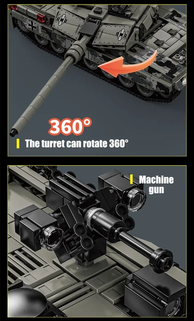 Конструктор Technic на 1009 деталей военный танк Leopard 2A7 танк M1 T90M - изображение 7