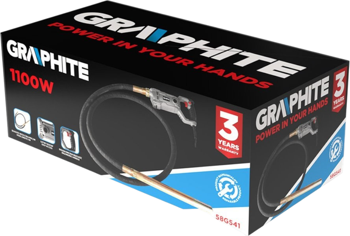 Wibrator do betonu Graphite 58G541 1100 W z buławą (5902062172020) - obraz 10