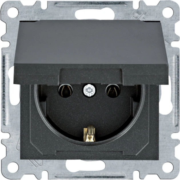 Розетка з з/к з кришкою Hager Lumina, чорна, 16А/230В WL1153 - Фото 1 Розетка з з/к з кришкою Hager Lumina, чорна, 16А/230В WL1153 - изображение 1