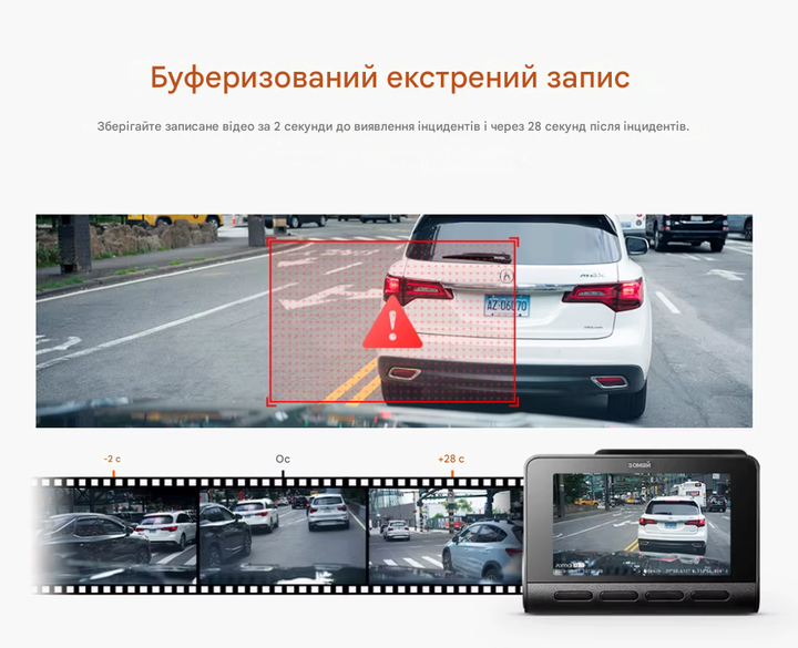Автомобільний відеореєстратор 70mai Dash Cam 4K A810 4K UHD GPS Wi-Fi ADAS HDR - изображение 8