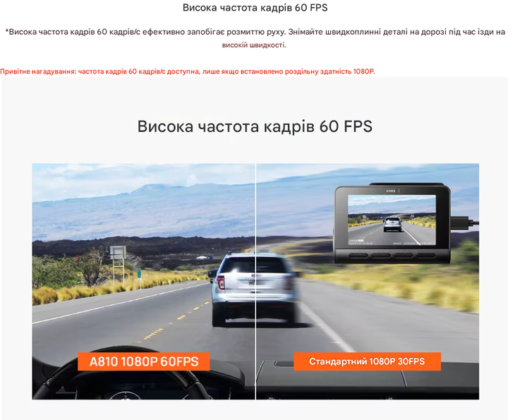 Автомобільний відеореєстратор 70mai Dash Cam 4K A810 4K UHD GPS Wi-Fi ADAS HDR - изображение 13