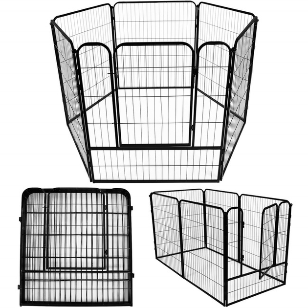 Kojec dla zwierząt SPRINGOS 184x94x100 cm czarny (5907719433677) - obraz 1