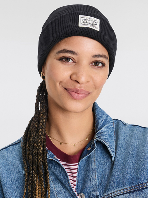 Czapka beanie Levi`s 000J4-0003 One Size Czarna - obraz 2