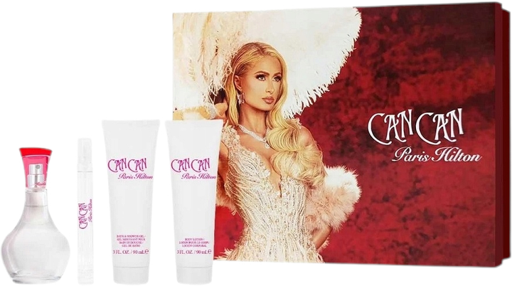 Набір для жінок Paris Hilton Can Can Парфумована вода 100 мл + Парфумована вода 10 мл + Лосьйон для тіла 90 мл + Гель для душу 90 мл (608940586884) - зображення 1