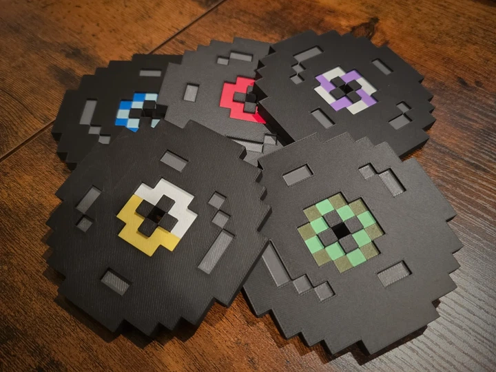 Набір підставок під чашку "Платівки Minecraft" 3D друк (5 шт). Aivory - Фото 3 Набір підставок під чашку "Платівки Minecraft" 3D друк (5 шт). Aivory - изображение 3
