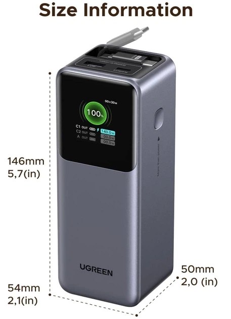 Внешний аккумулятор (Павербанк) Ugreen 165W 20 000mAh Nexode Power