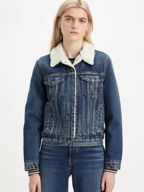 Джинсова куртка з хутром жіноча Levi`s 36136-0063 XS Синя (5401128259502) - зображення 1